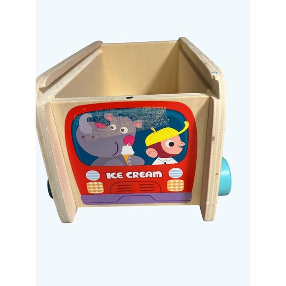 Wooden Ice Cream Pull Along Truck Toy With Magnetic Building Ice Cream Blocks - Picture 13 of 16